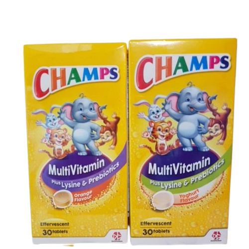 CHAMPS MULTIVITAMIN PLUS LYSINE & PREBIOTICS EFFERVESCENT 30'S Shopee