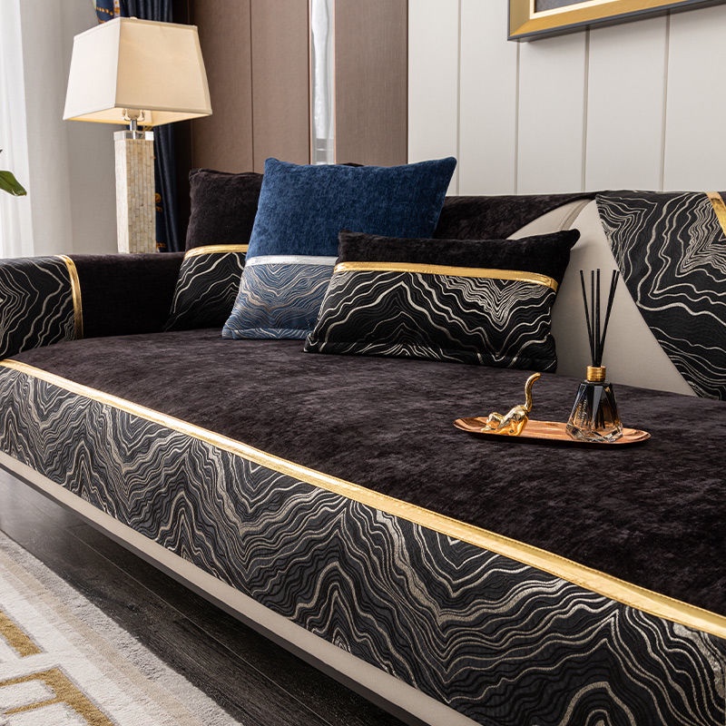 !! Black Luxury Sofa Cushion Four Seasons Universal Simple Modern
