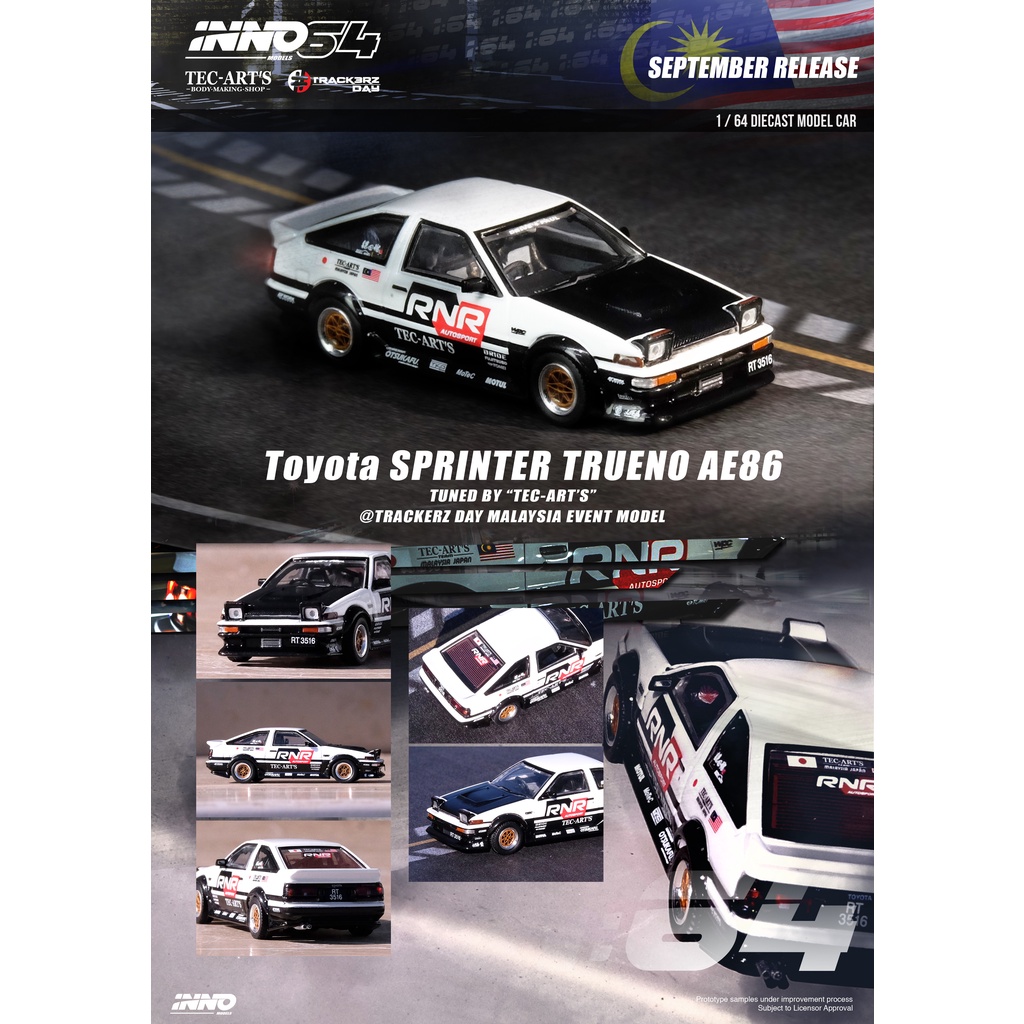 NNO MODELS INNO64 1/64 TOYOTA SPRINTER TRUENO AE86 TUNED BY TEC-ART'S ...