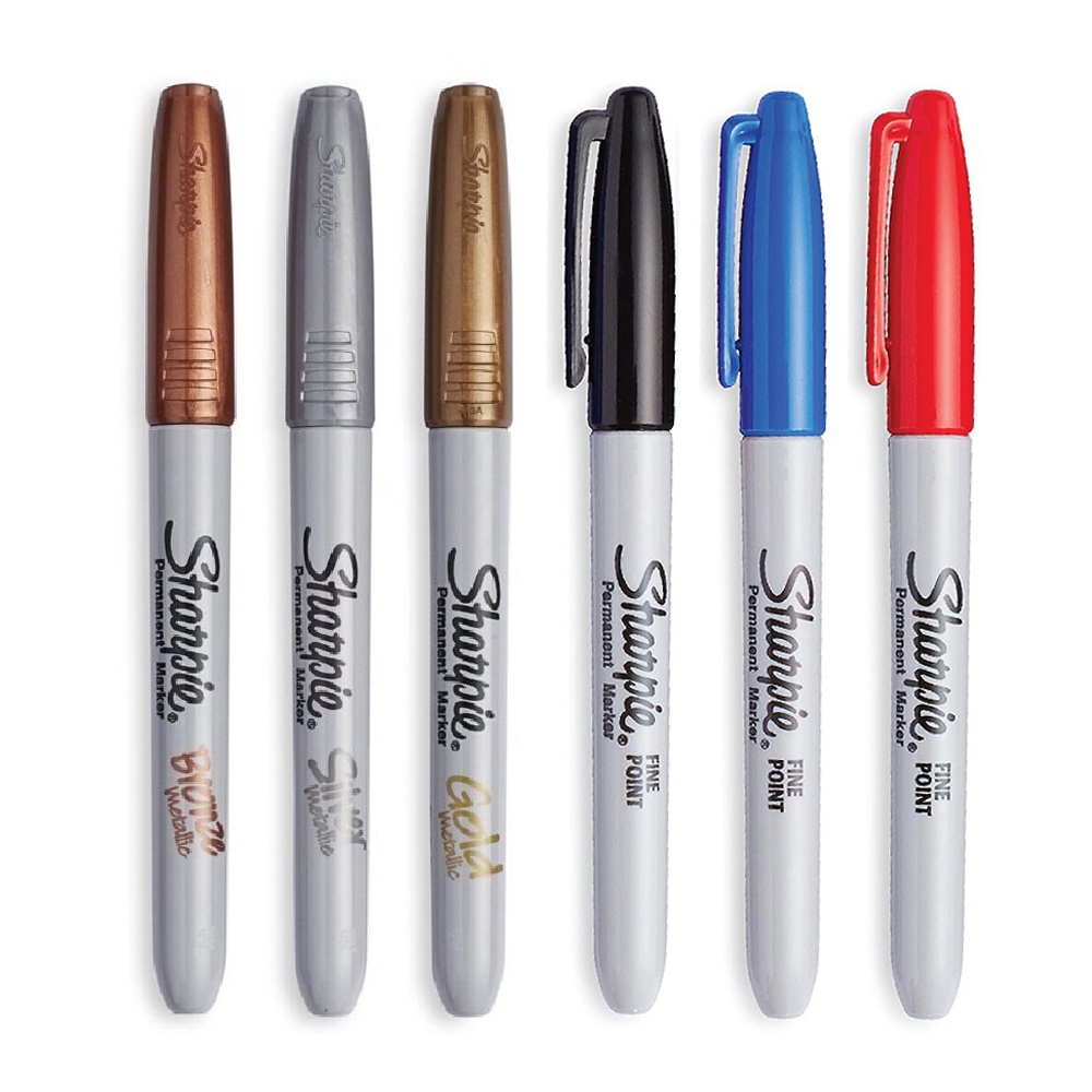Chemical Pen Marker SHARPIE Metallic Gold Silver Bronze/Black Red Blue