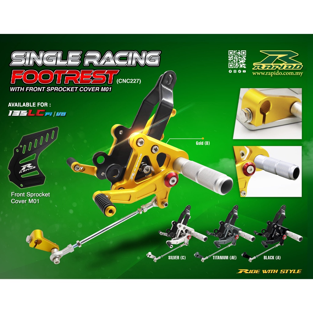 LC 135 V8 LC 135FI SINGLE RACING FOOTREST SET WITH SPROCKET COVER