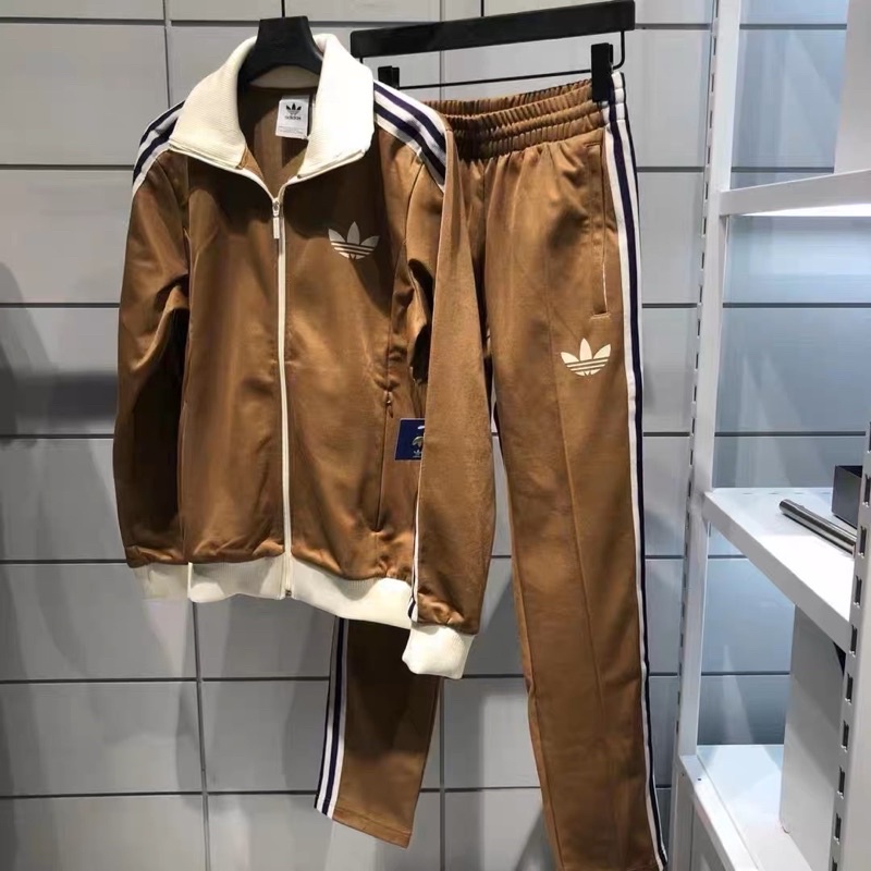 Brown and gold adidas hot sale jacket