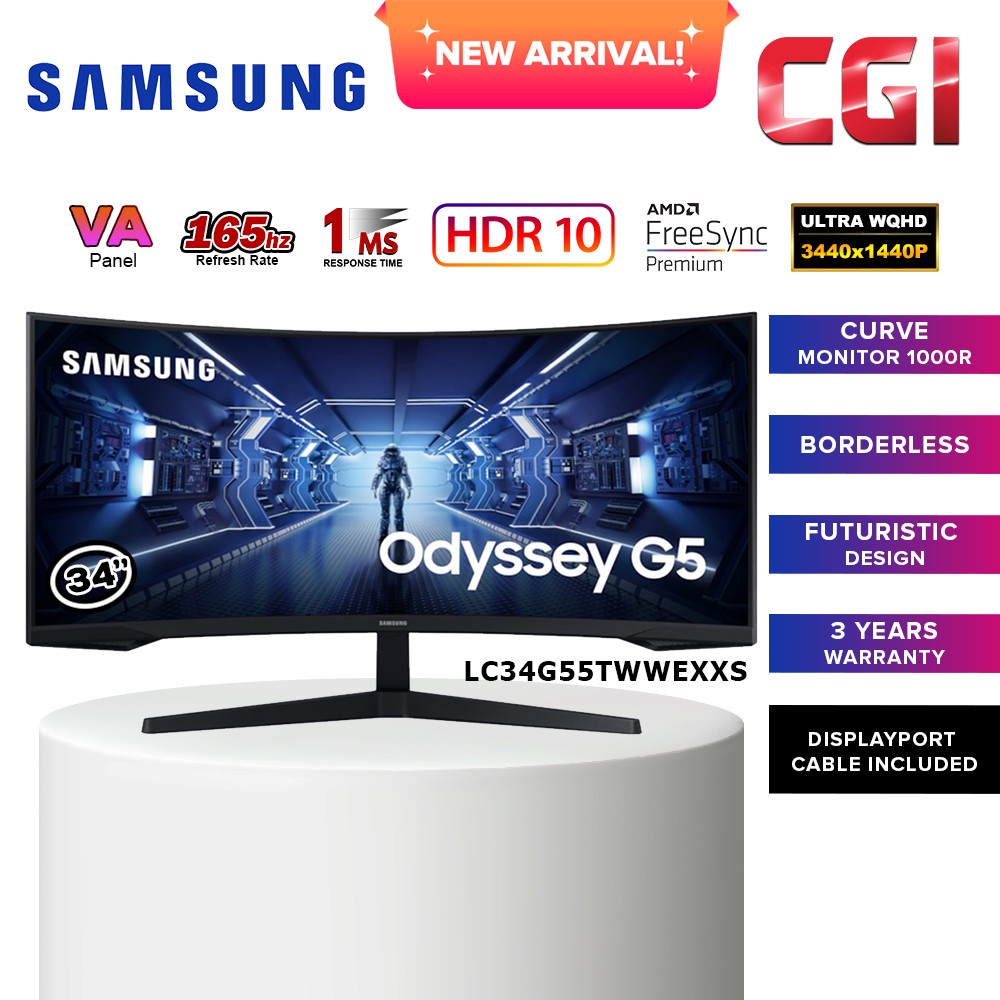 Samsung Odyssey G5 27 LED Curved 1ms WQHD FreeSync Premium 165Hz