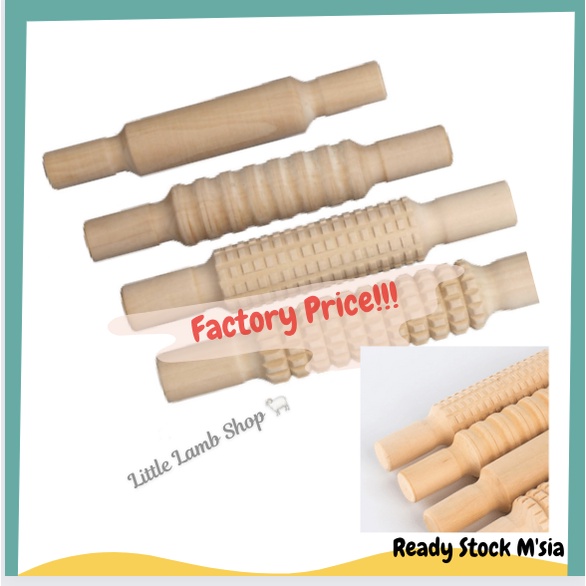 4pcs Pattern Wooden Rolling Pin / Roller pins/ Montessori/ Open Ended ...