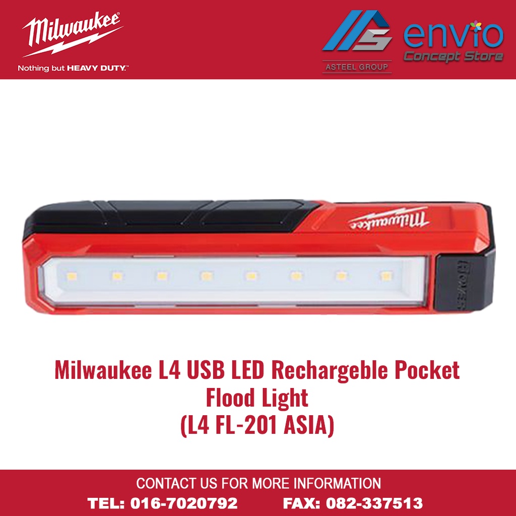 Milwaukee L4 USB LED Rechargeable Pocket Flood Light (L4 FL201 ASIA