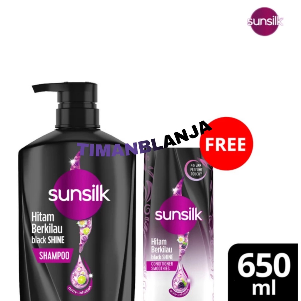 Sunsilk Black Shine Shampoo 650ml Free Conditioner 160ml Sunsilk