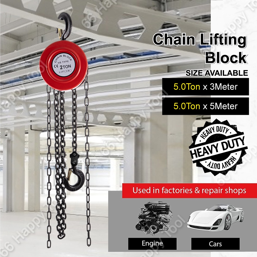 (5Ton) Heavy Duty Chain Block Lifting 3M 5Meter HSType Chain Hoist
