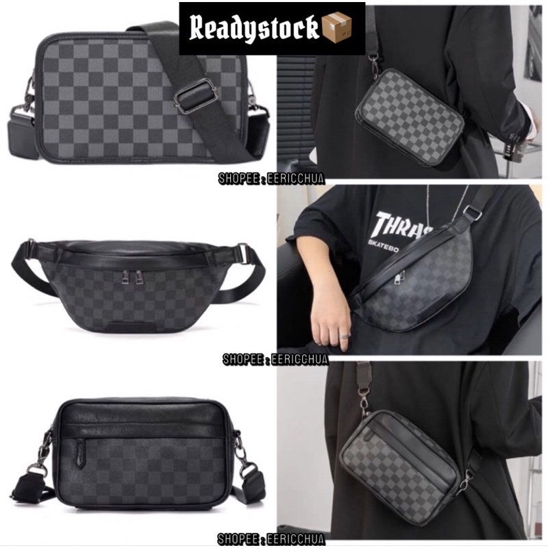 Hypebeast Fashion leather Sling Bag Shoulder Bag Waist Bag Lelaki Mens