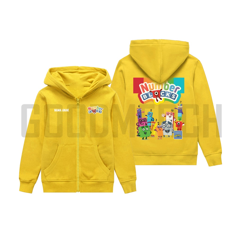 Numberblocks CHILDREN'S HOODIE SWEATER JACKET - FREE CHILDREN'S NAME ...