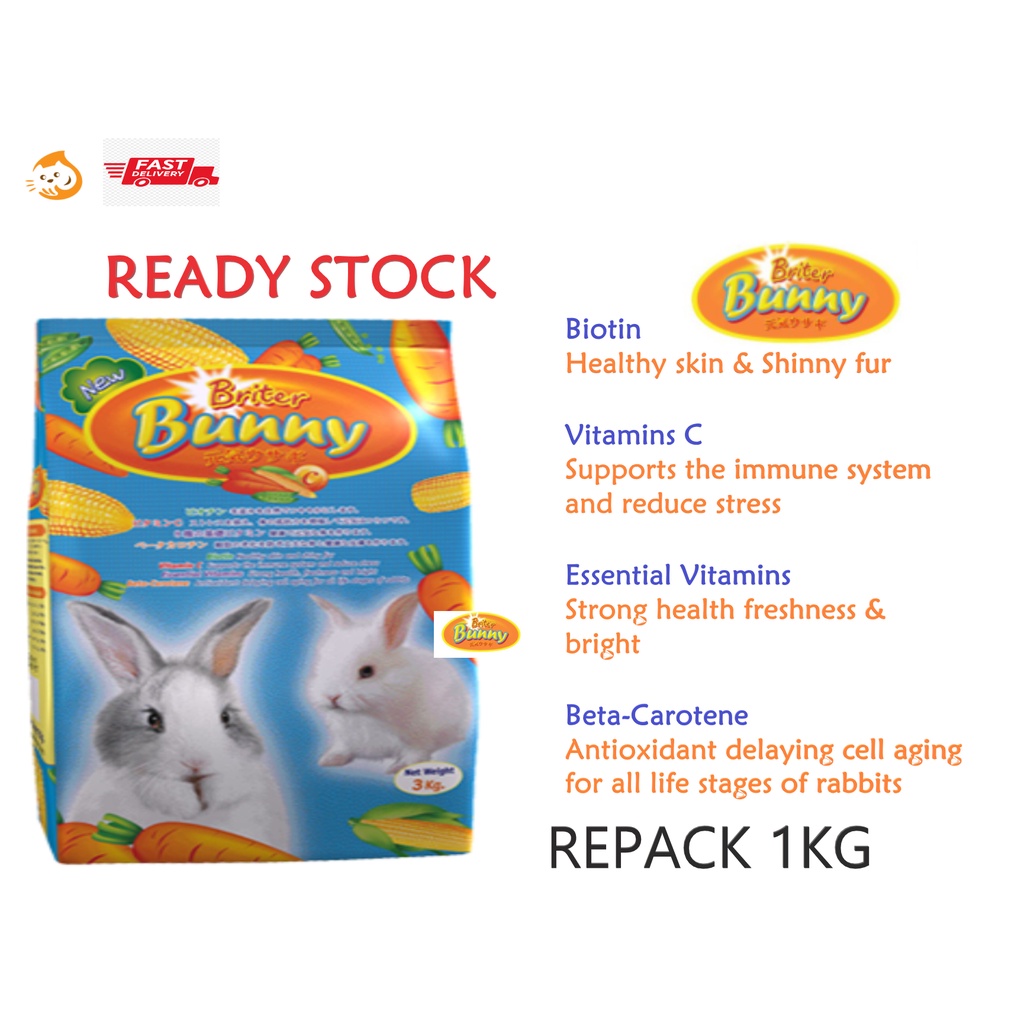 Briter Bunny Rabbit Food 1kg / Makanan Arnab 1kg(REPACK) | Shopee Malaysia