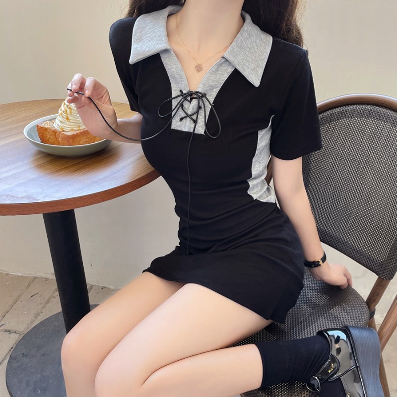CHEWKLEY Black+Grey Polo Dress Mini • Women's Clothing ...