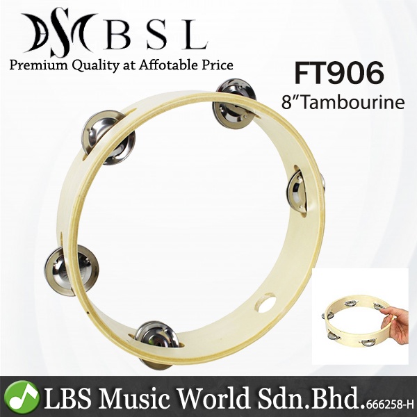 BSL 8 Inch Headless Tambourine with 5 Pair of Jingle and Handle (Wood) Shopee Malaysia