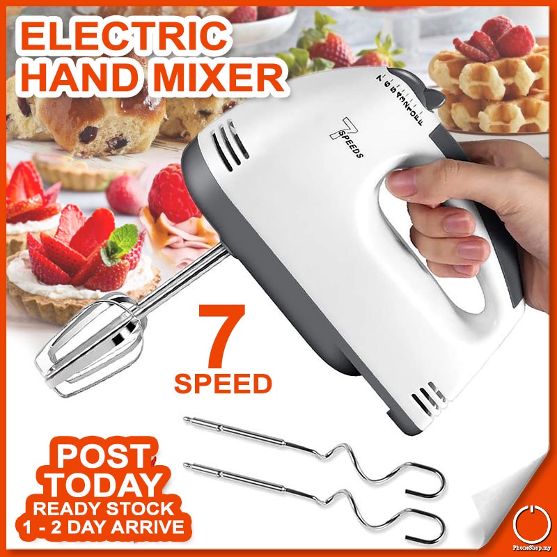 𝟳 𝗦𝗣𝗘𝗘𝗗 Electric Hand Mixer Automatic Egg Beater Stainless Steel Tepung ...