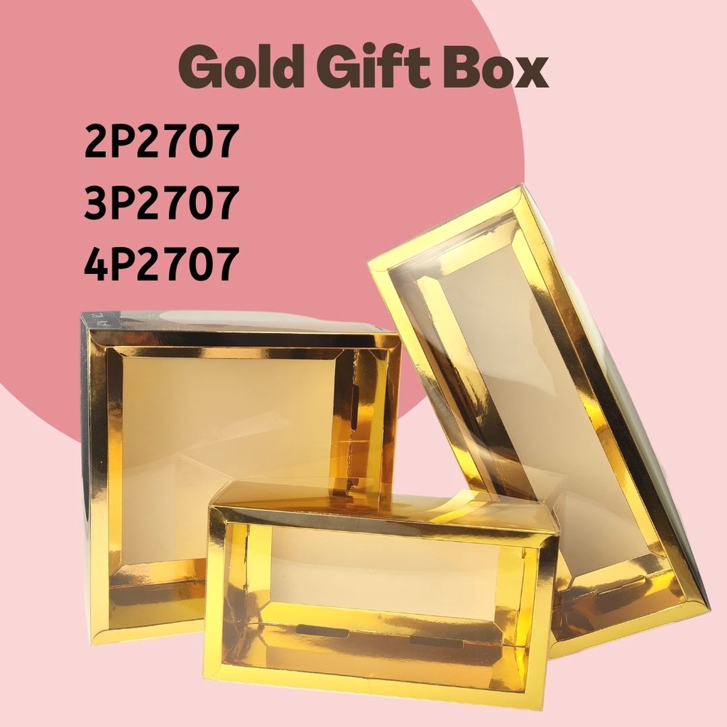 Gold Gift Transparent Box Cookies Box Door Gift Box Gold Box Brownies ...