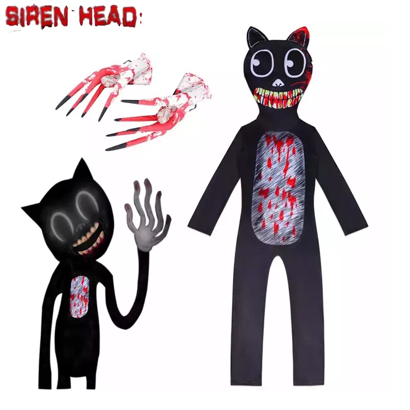 Halloween Siren Head Kid Black Cat Jumpsuit Cosplay Costume