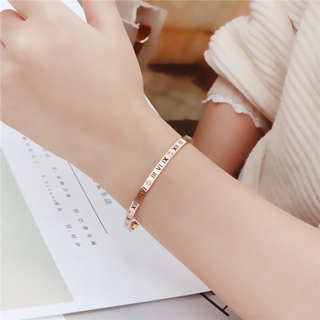 Hot Sell Titanium Stainless Steel Bangle Roman Numerals Gold