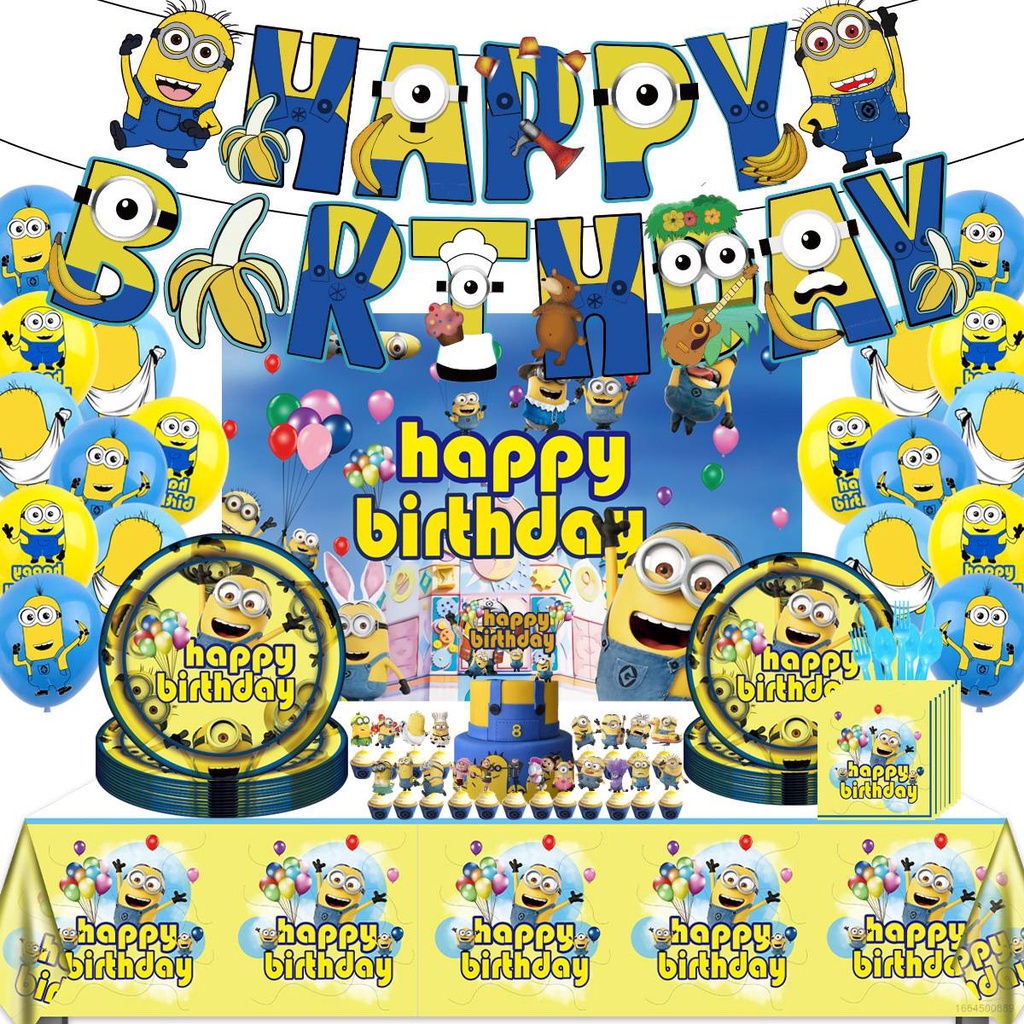 Jason Despicable Me Minions Theme birthday party supplies background ...