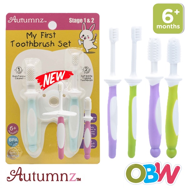 Autumnz My First Toothbrush Set (Stage 1 & 2) | Baby Toothbrush ...