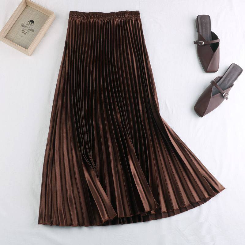 [mimiraco] 98cm Satin Pleated Maxi Skirt / Vintage Skirt Satin Maxi ...