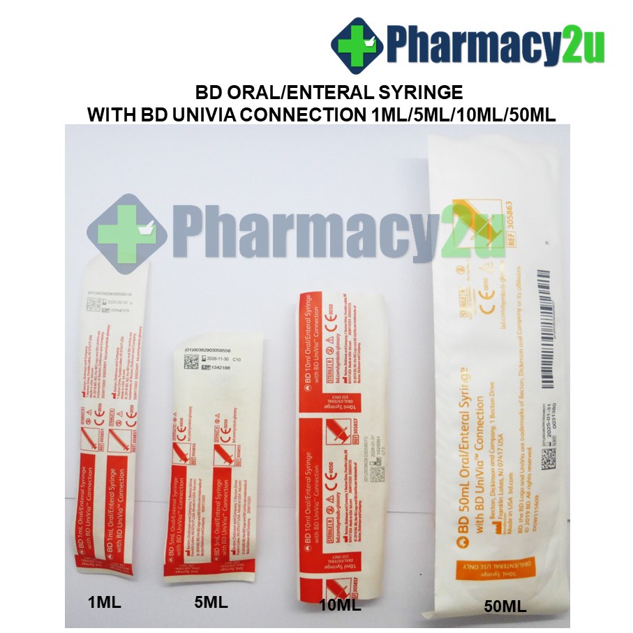 BD ORAL/ ENTERAL SYRINGE WITH BD UNIVIA CONNECTION 1ML/ 5ML/ 10ML/ 50ML