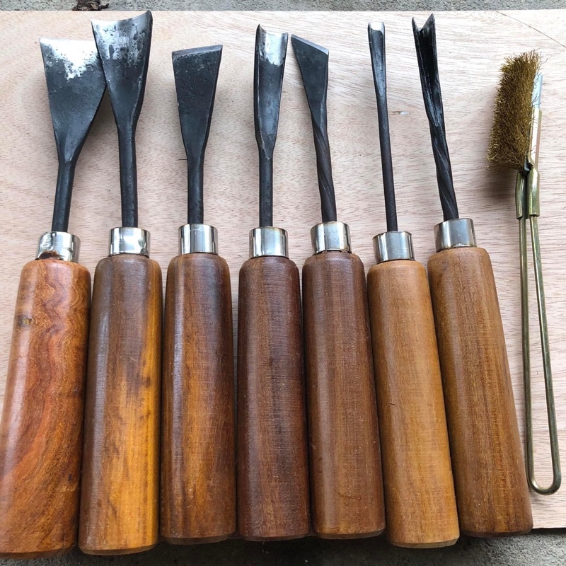Combo set of 7 chisels - bonsai driftwood cleaning brush (car tweezer ...