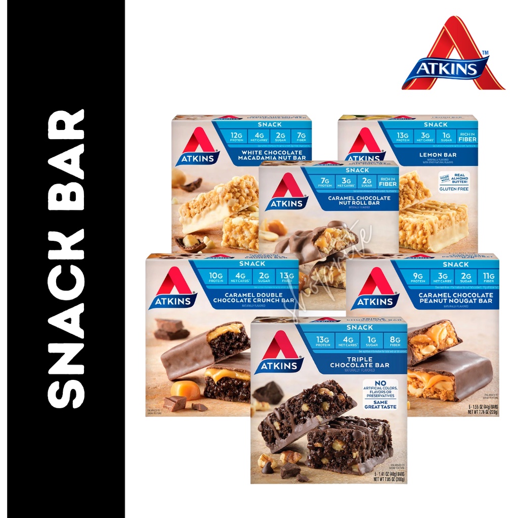 Atkins Snack Bar Caramel Chocolate Nut Roll/ Peanut Nougat/ Peanut Butter Fudge Crisp