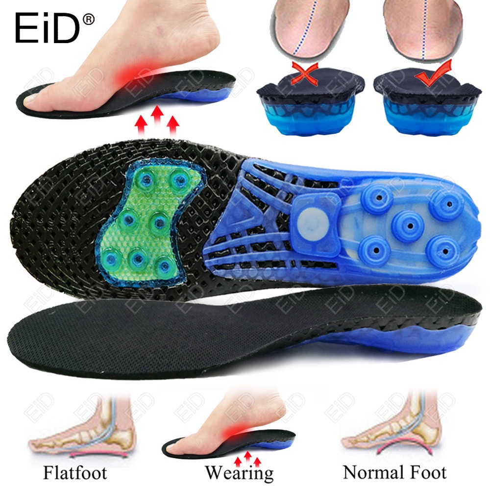 EVA orthopedic insoles with spring silicone arch support for flat feet ...
