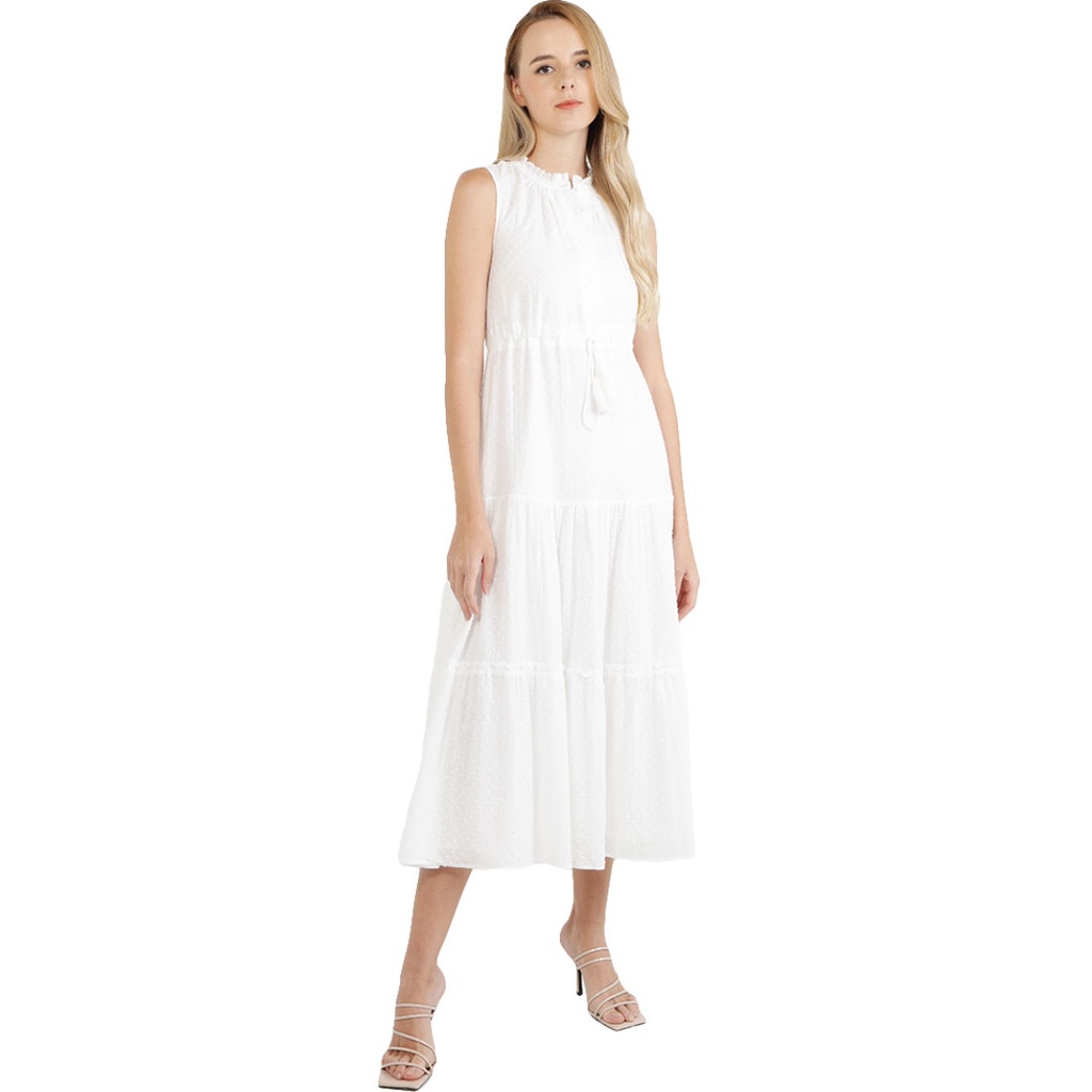 ELLE Apparel Textured Ruffle Hem Maxi Dress ES100561-A302210 | Shopee ...