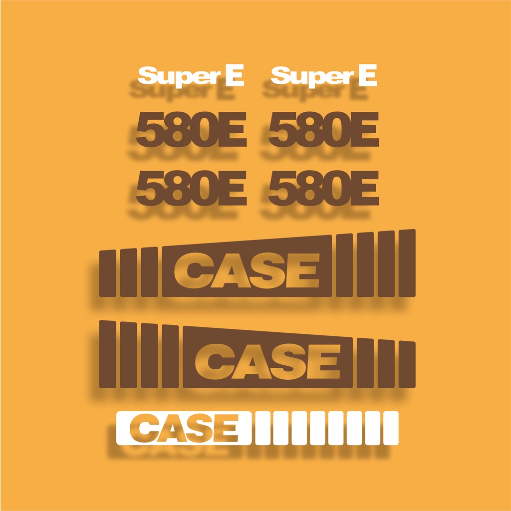 Backhoe Loader Case 580 E Sticker One set. Original Brown and White ...