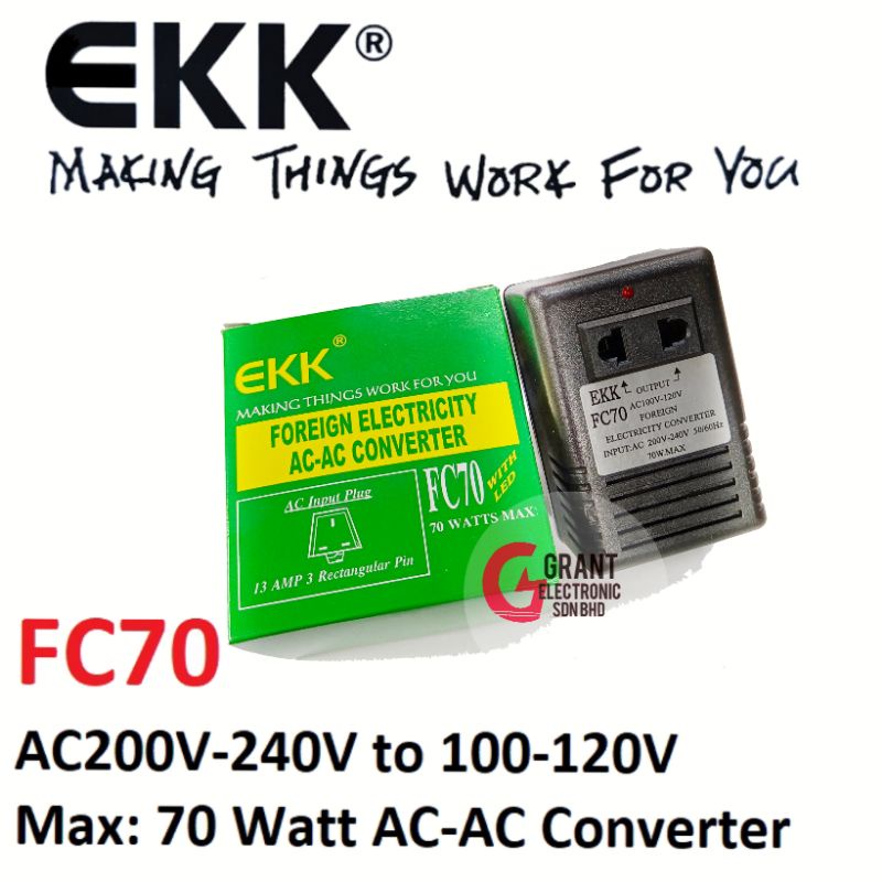 EKK FC70 Foreign Electricity AC-AC Converter 240v to 100v 120v Step ...