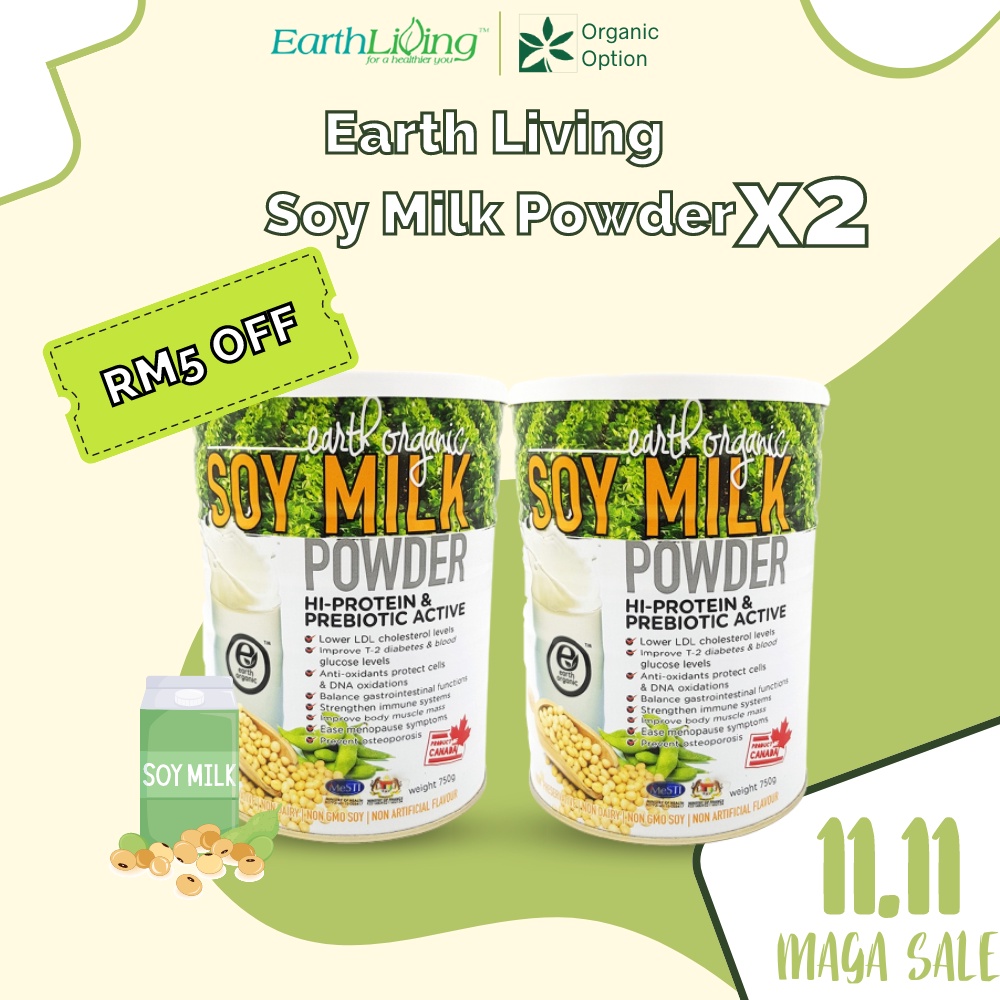 Earth Living Organic High Protein Soy Milk 750gm X2 Value Pack Shopee Malaysia