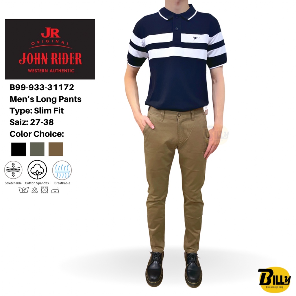 JOHN RIDER Brand Men’s Stretchable Cotton Long Pants (B99-933-31172 ...