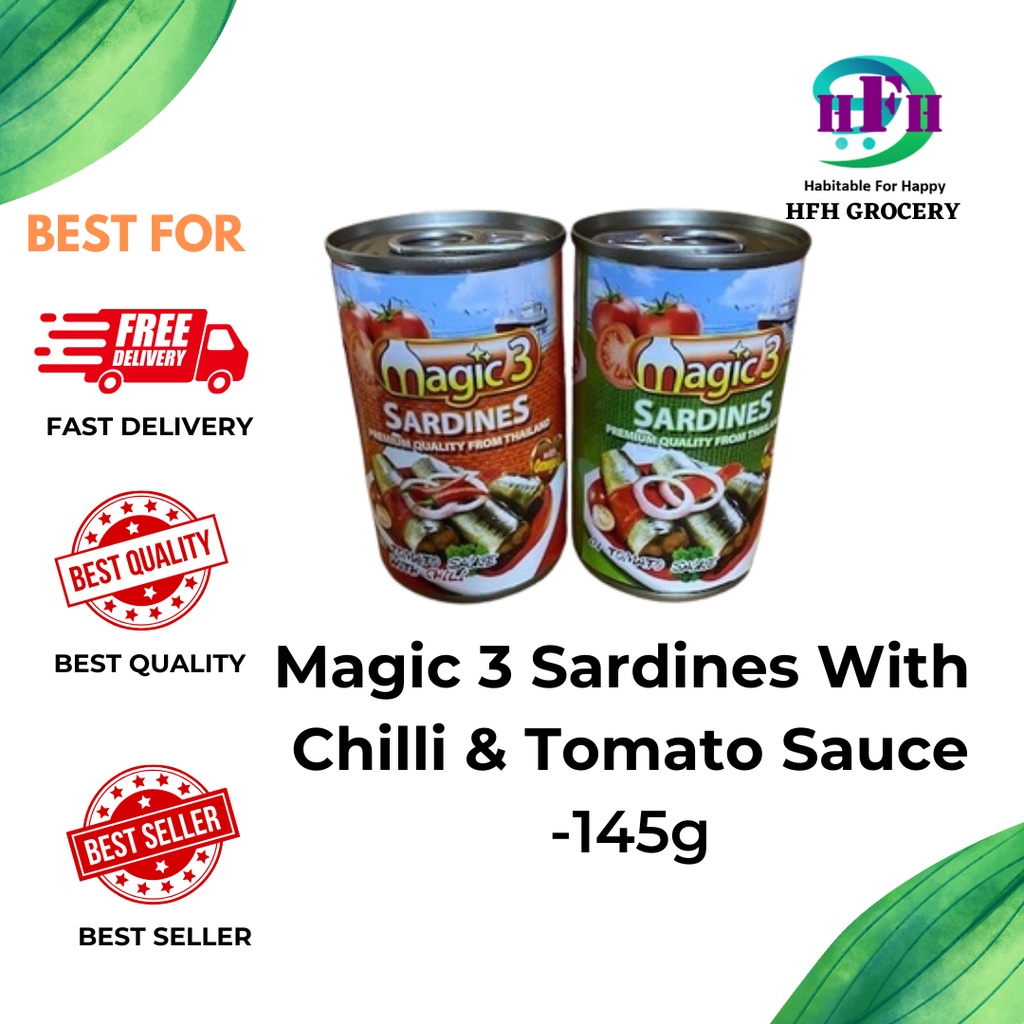 🔥Magic 3 Sardines With Chilli & Tomato Sauce (145g) 🔥 | Shopee Malaysia