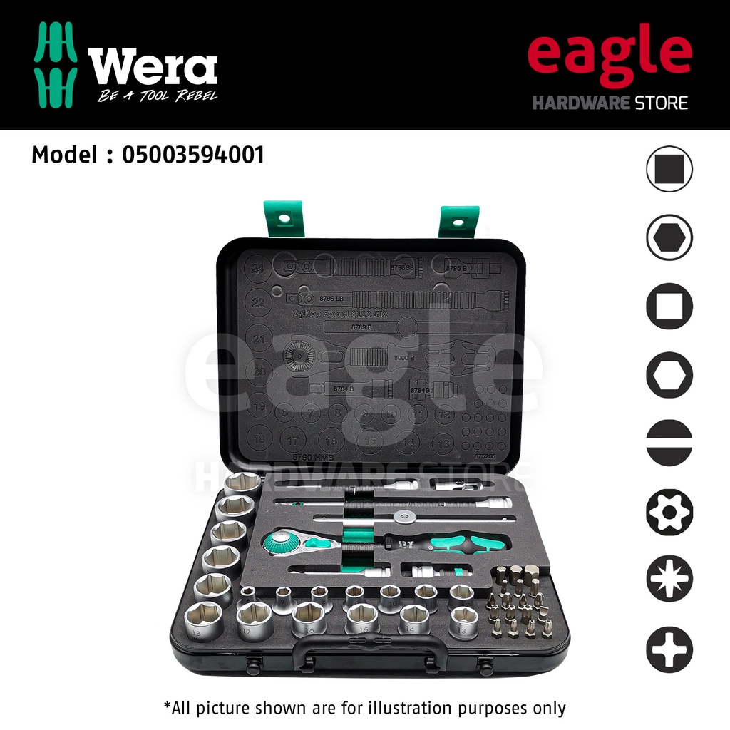 Jeu de cliquet Zyklop metal switch 1/4 8100 SA 8 (28 pièces) - 050