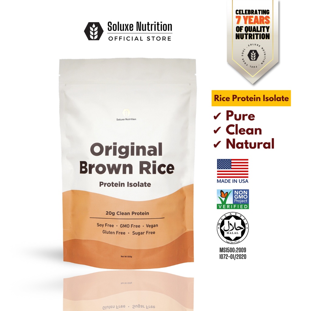 Soluxe Vegan Original Plant Based Rice Protein Powder Shake NonGMO