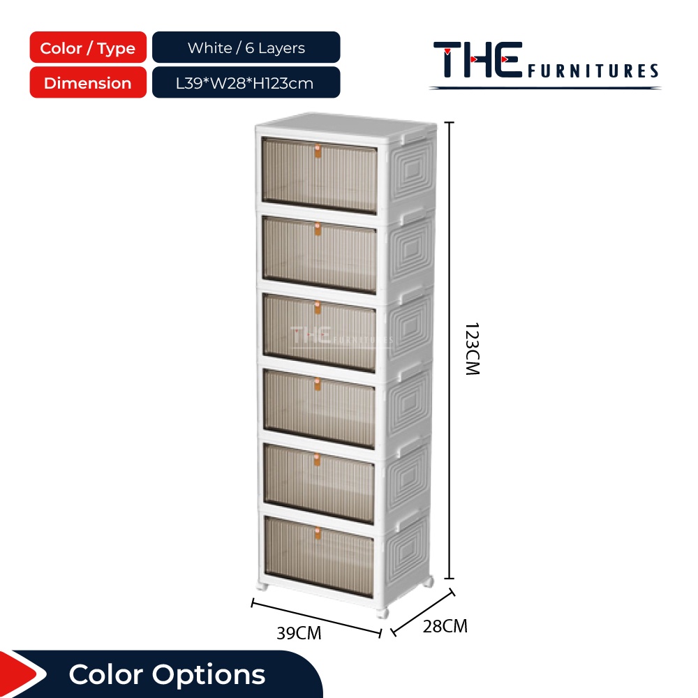 THE 1/2/3/4/5/6 Layers Foldable Shoes Storage With Wheels Stackable Shoes Storage Box