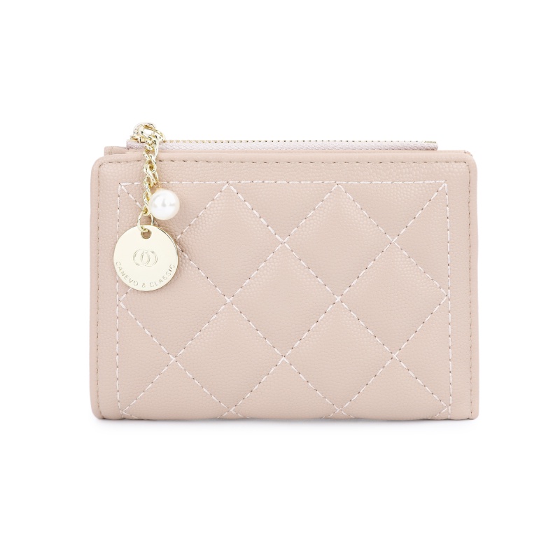 Cute Women's Bifold Short Wallet Ins Embroidered Thread Diamond PU