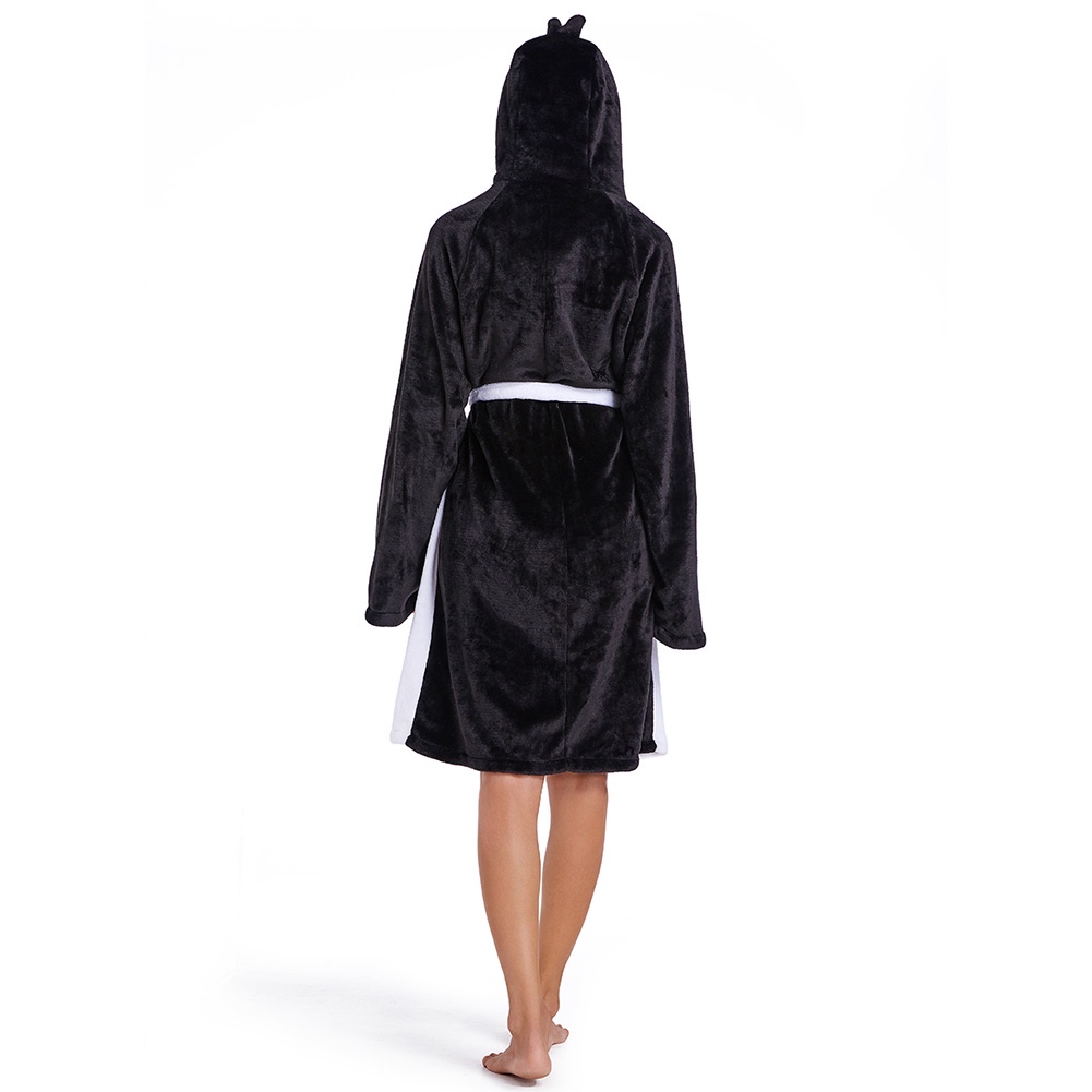 OLAOLA Womens Plush Robes Bathrobes with Hood Penguin Animal Fleece Hooded Flannel Bathrobe Soft