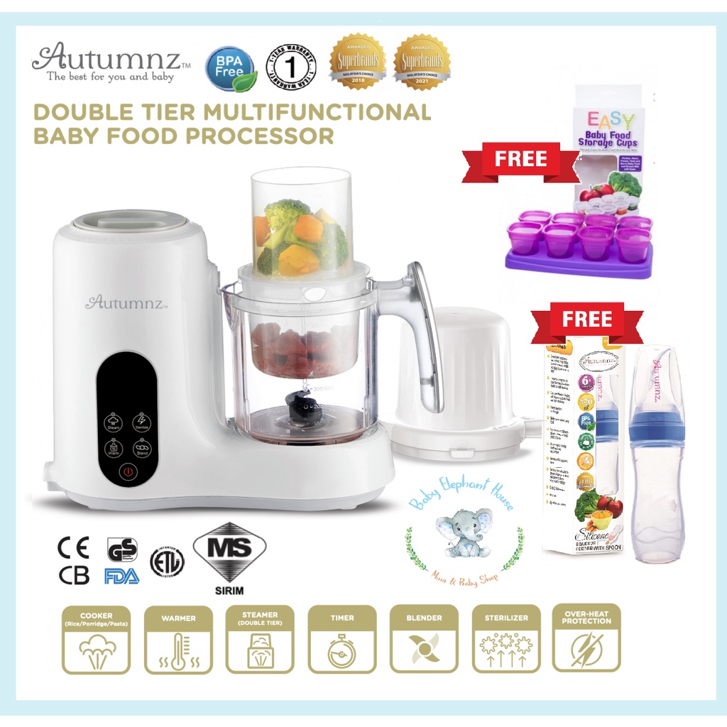 Autumnz Double Tier Multifunctional Baby Food Processor (Steam & Blend
