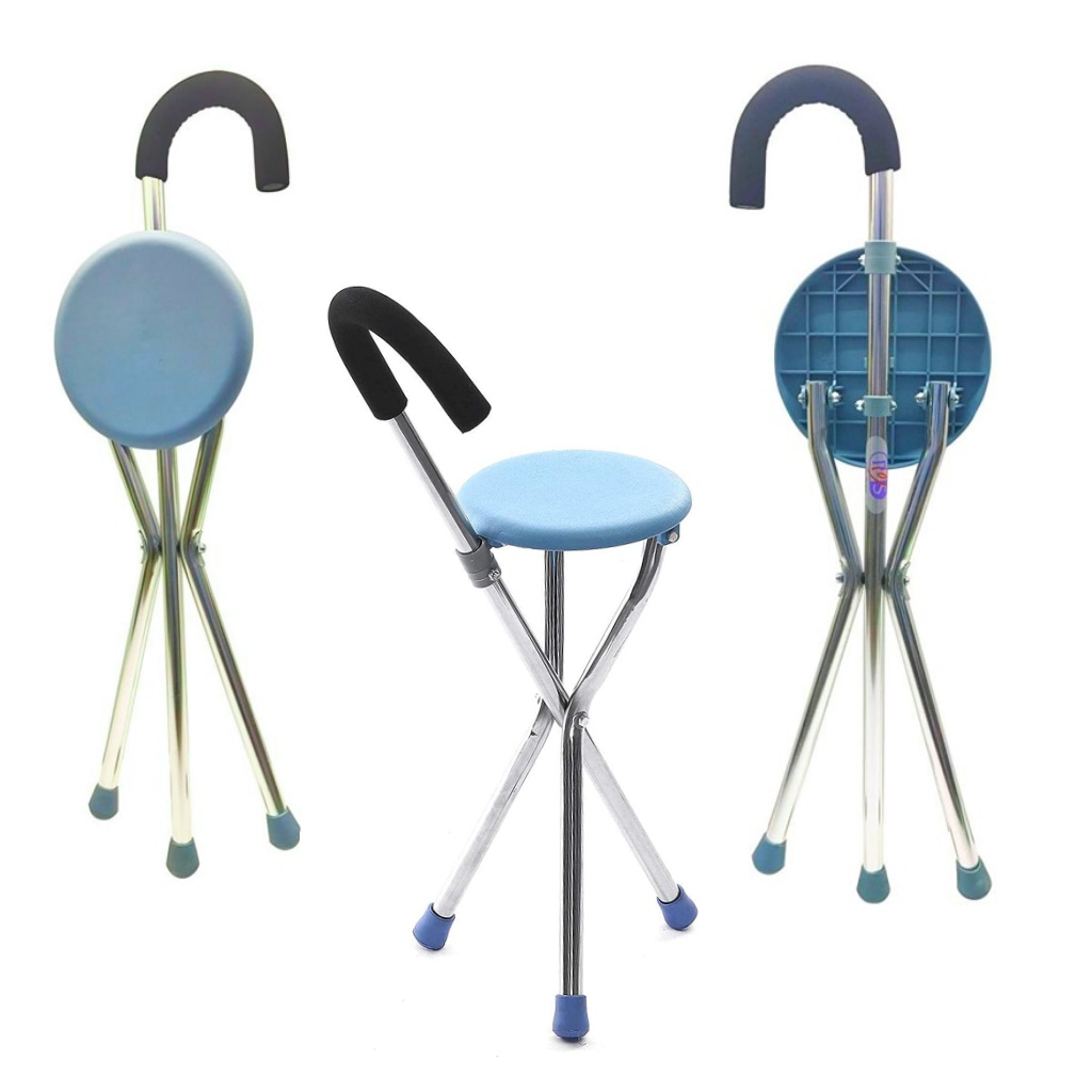 Kerusi Solat Portable Light Weight Folding Crutches Cane With Seat ...