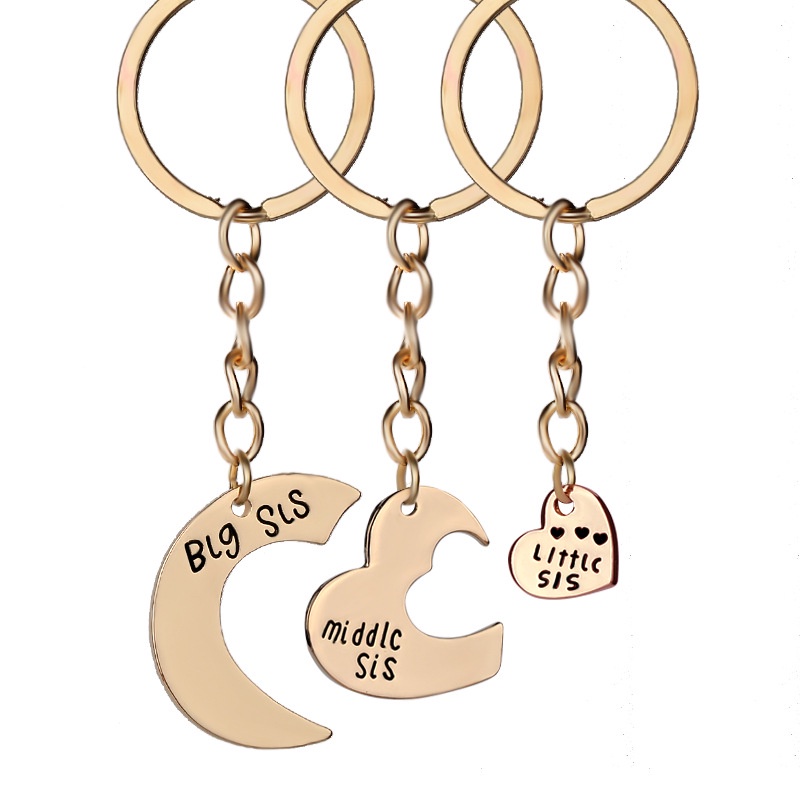 3pcs set Big Sis Middle Sis Little Sis Keychain Love Heart Sister Key Chain Family Best Friends Jewelry Christmas Gifts Chaveiro Shopee Malaysia