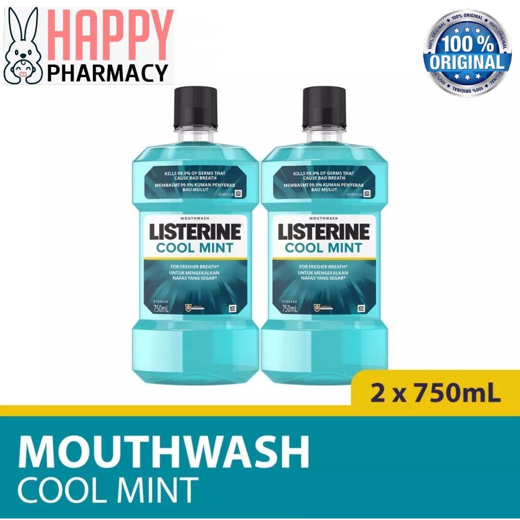 Listerine Cool Mint (750ml x 2) [Twin Pack] [EXP7/24] Mouth Gargle