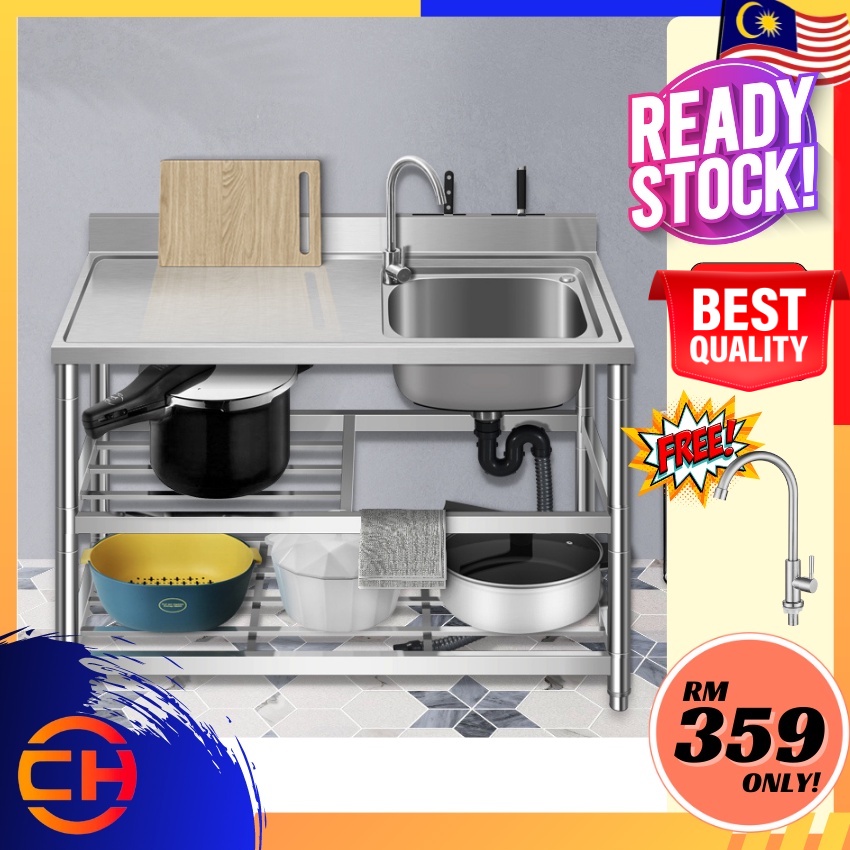 Stainless Steel Single Sink Kitchen Sink With Stand Rak Sinki Singki