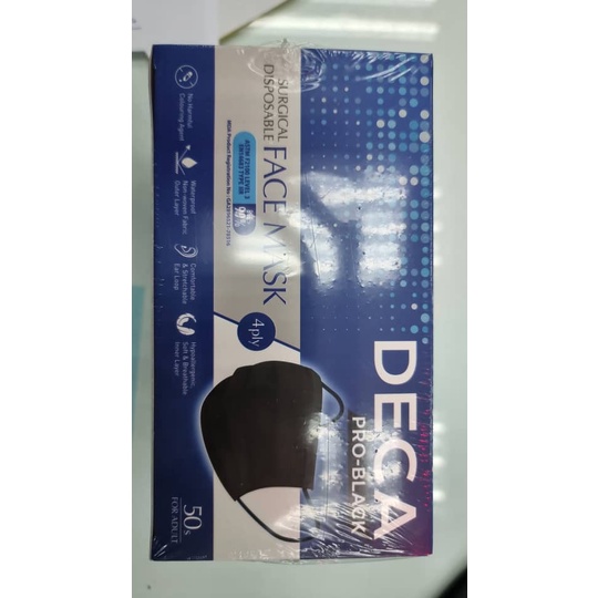 Deca PRO-BLACK 4 ply surgical adult face mask 50s | Shopee Malaysia
