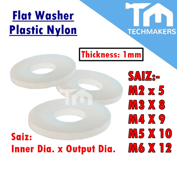 Flat Washer Plastic Nylon Washer Washers M2 M3 M4 M5 M6 ABS Techmakers