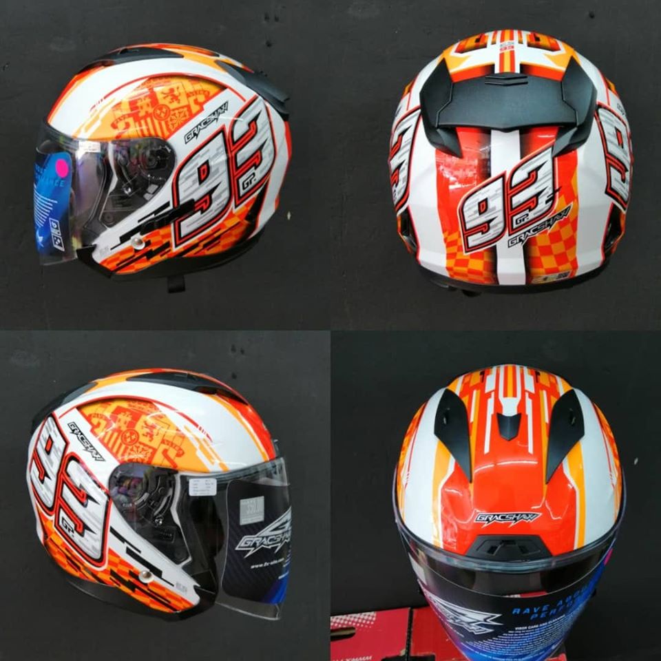 Gracshaw Helmet Geomax G555 Spain Double Visor/Open Face Helmet/Premium Helmet Shopee Malaysia