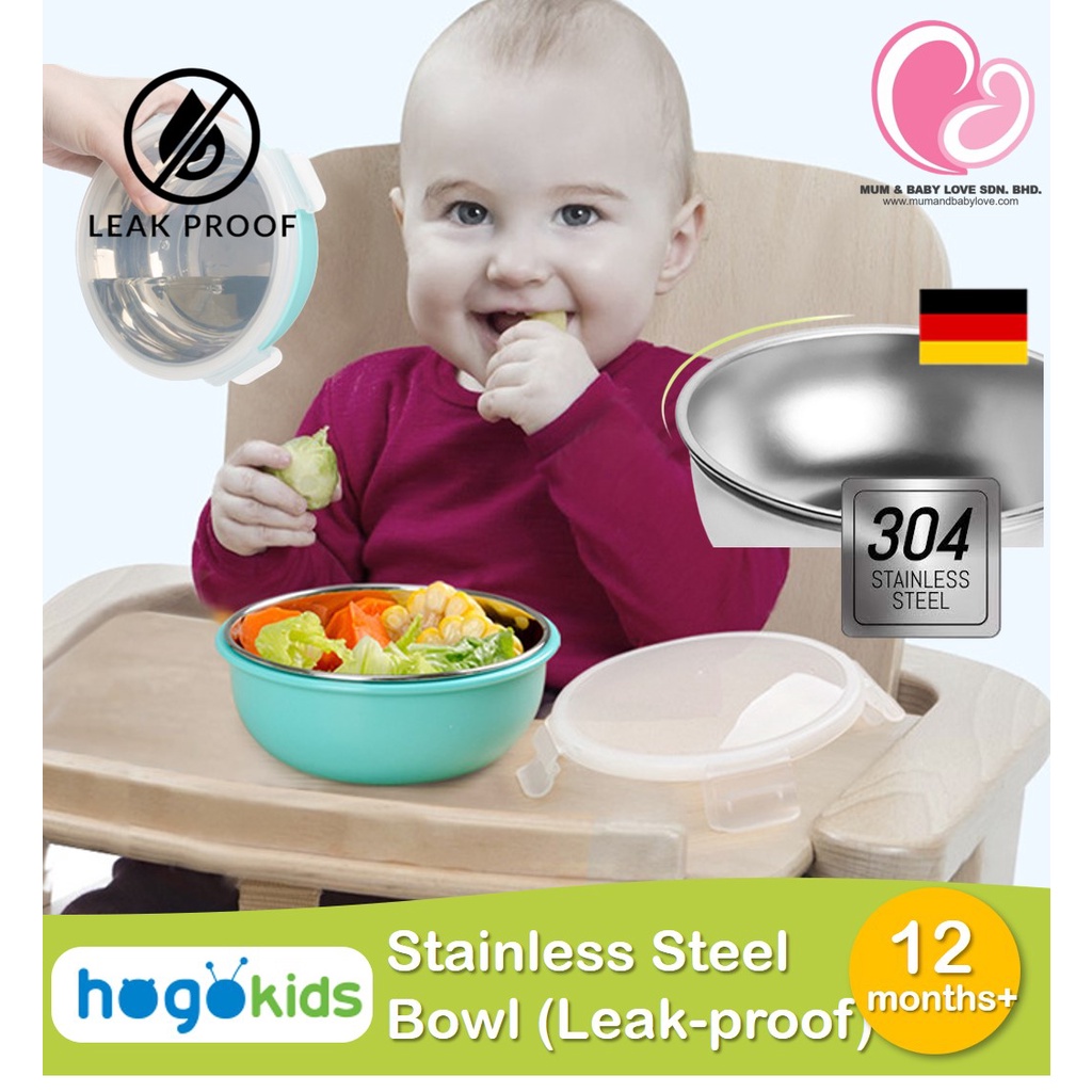Hogokids Stainless Steel Baby Bowl with Lid (LeakProof), Baby Feeding