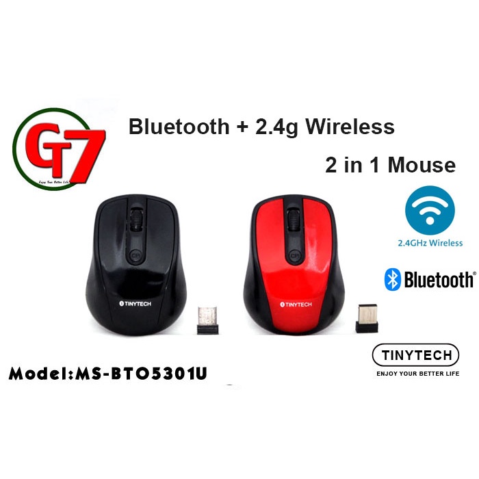 TINYTECH BLUETOOTH + 2.4Ghz WIRLESS MOUSE 2 in 1 Mouse (MS-BTO5301U ...