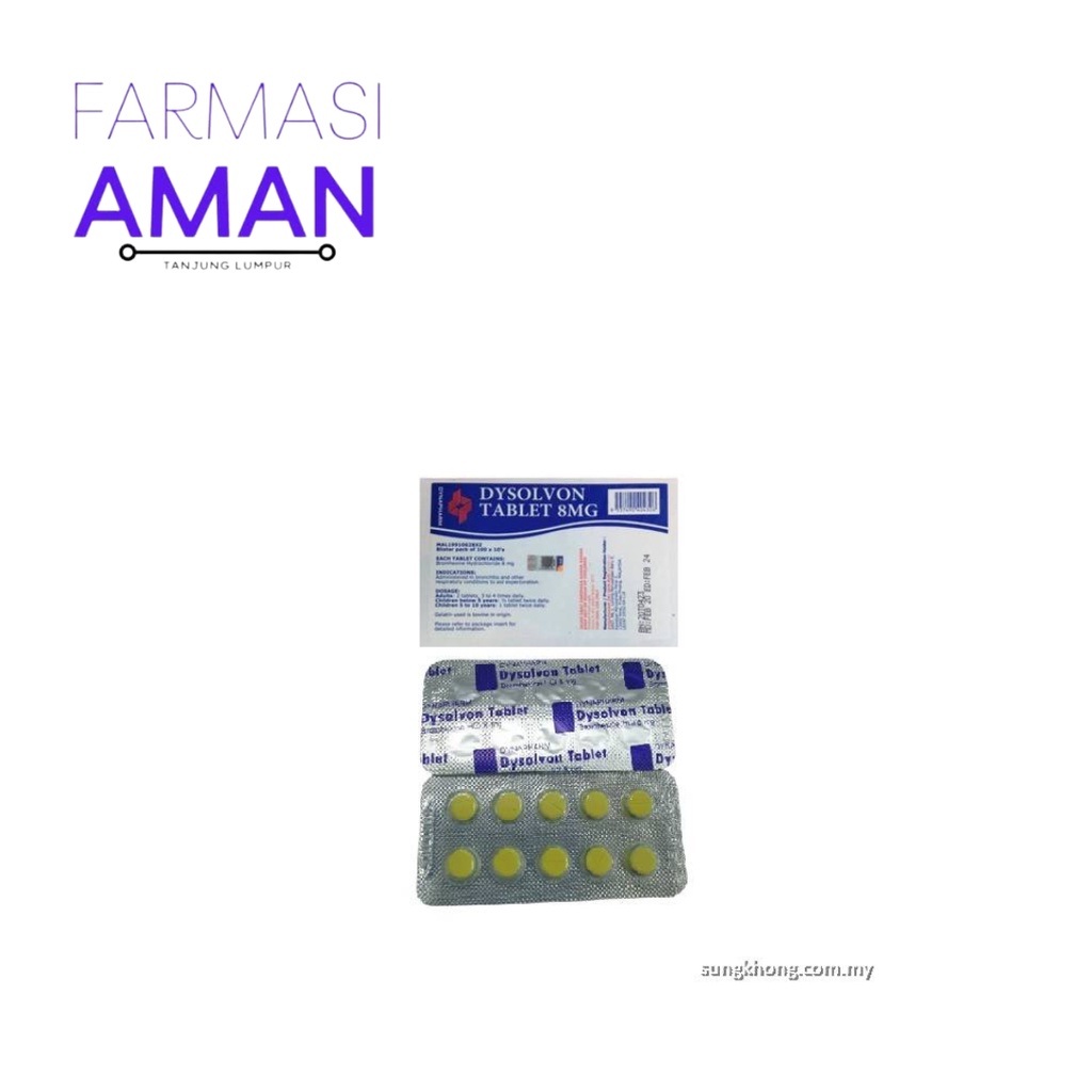 Dysolvon Tablet 8mg 1's (Ubat Kahak) | Shopee Malaysia