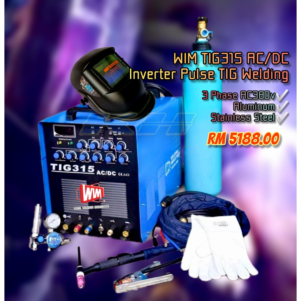 WIM TIG315 AcDc 3 Phase Inverter Pulse TIG Aluminum/Stainless Steel ...